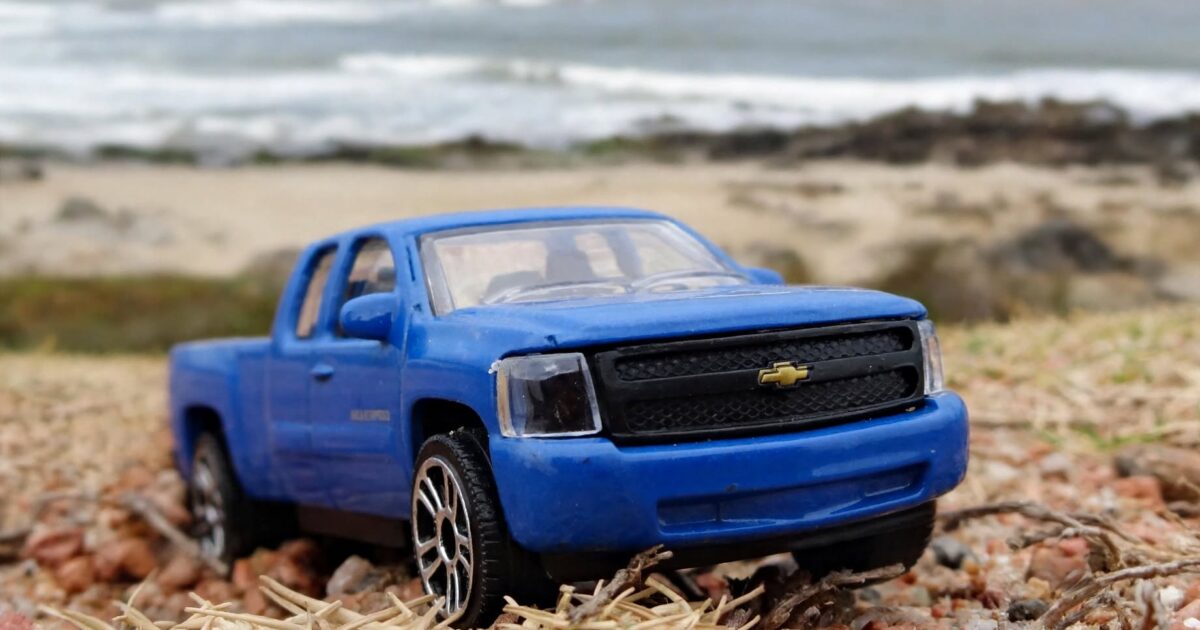 Majorette Chevy Silverado 1500: the blue truck I almost left on the peg