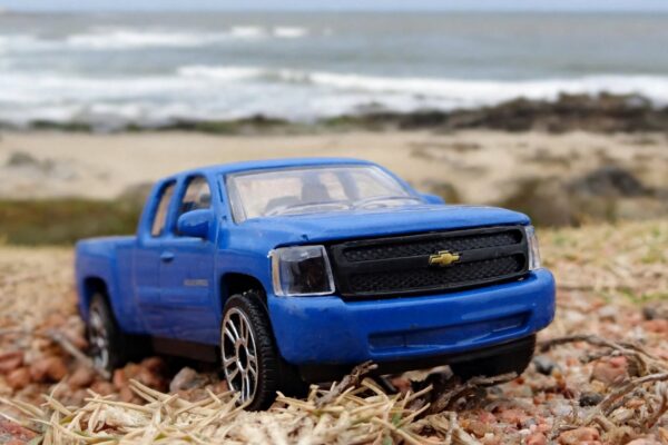 Majorette Chevy Silverado 1500: the blue truck I almost left on the peg